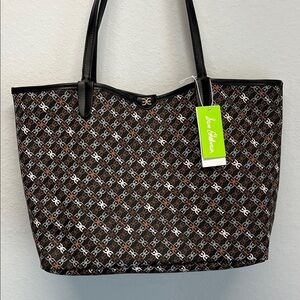 Sam Edelman | Black Tote Iconic Logo Pattern w/ Matching Mini Bag